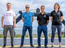 The SpaceX Crew-3 astronauts (L-R) Matthias Maurer, KI5KFH; Thomas Marshburn, KE5HOC; Raja Chari, KI5LIU, and Kayla Barron, KI5LAL, during pre-flight training at SpaceX headquarters in Hawthorne, California.